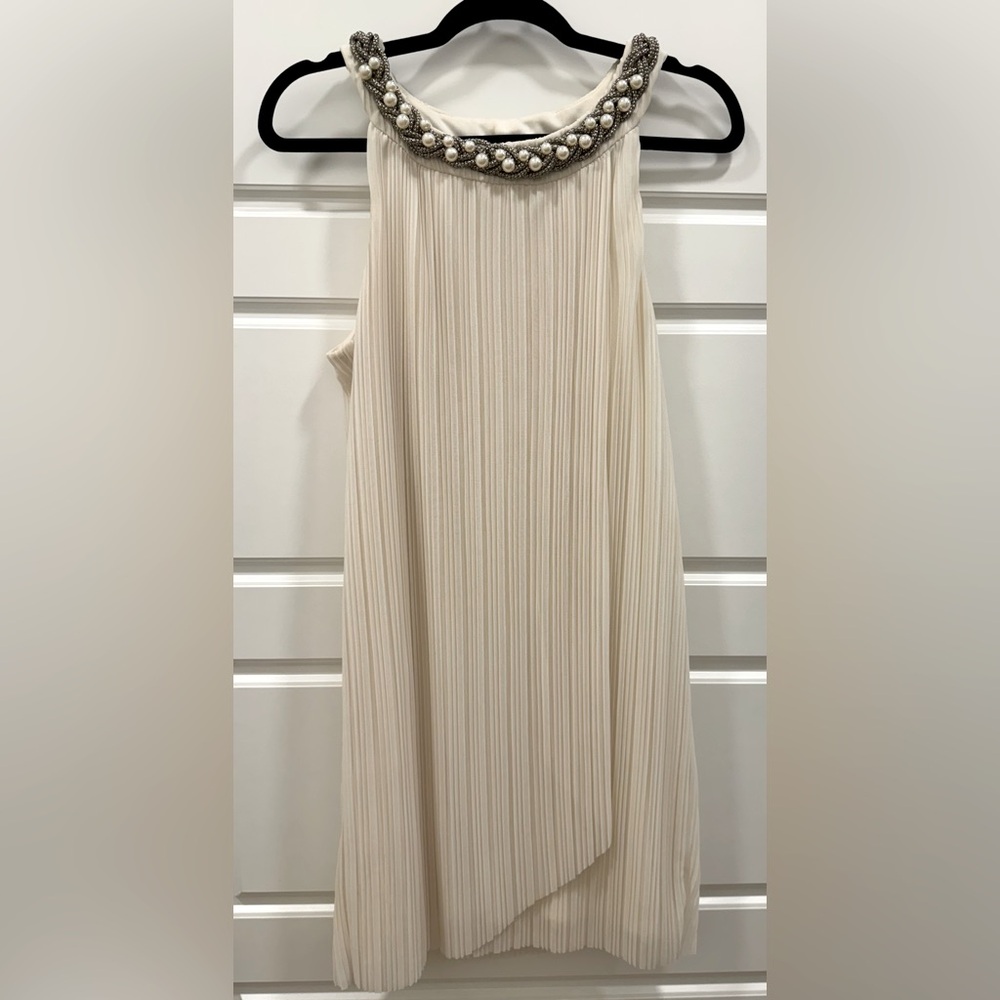 Cream color pearl collar cocktail dress